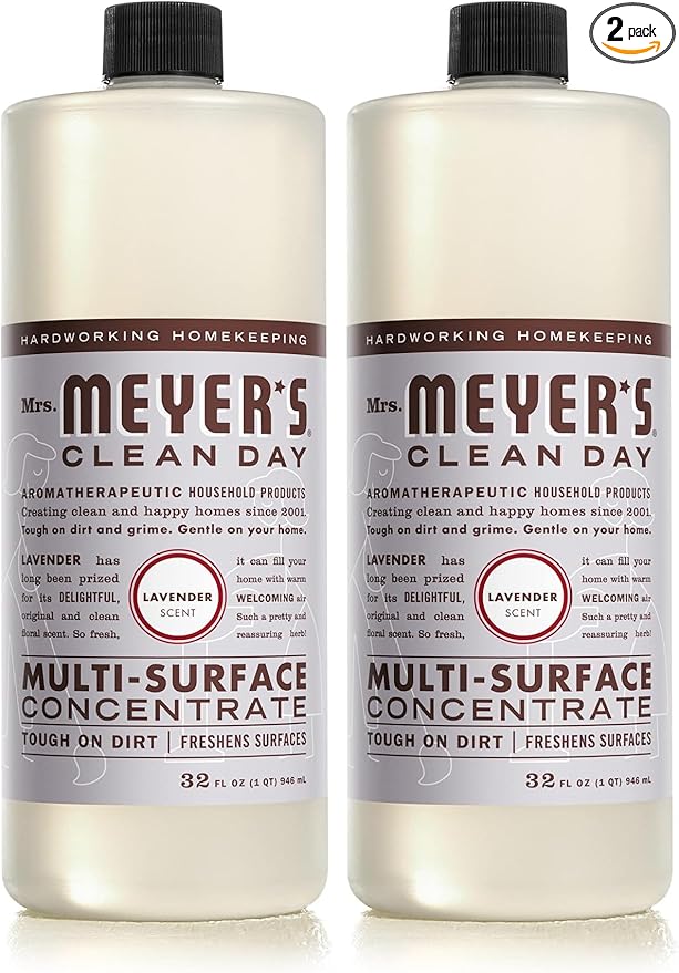 MRS. MEYER'S CLEAN DAY Multi-Surface Cleaner Concentrate, Use to Clean Floors, Tile, Counters, Lavender, 32 fl. oz (Pack of 2)
