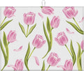 Dish Drying Mat For Kitchen Counter, Pink Tulip Flower Microfiber Absorbent Dish Drainer Rack Pad Reusable Large 18x24in Drying Mat