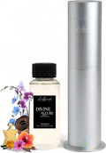 Aroma Scent Diffuser Starter Kit for Up to 1000SQ. FT. Coverage - 120ML Waterless Essential Oil Scent Included - Luxury Aroma Diffuser Ideal for Home, Office & Hotel (Silver, Divine Allure)