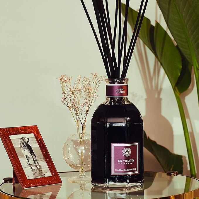 Dr. Vranjes - Rosso Nobile 1250 ml Diffuser + Double Pack of Black Sticks (3 Pieces Bundle) - Luxury Home Fragrance, Made in Italy, Main Scent Fruity: Orange, Strawberry and Red Berries, Birch