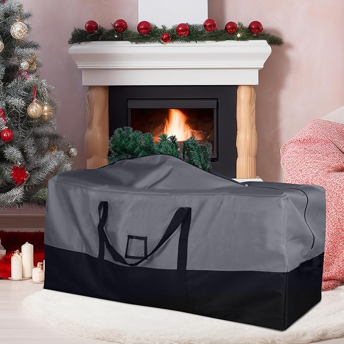Christmas Tree Storage Bag, 600D Oxford Extra Large Moving Bags, Fits Up to 9 Ft Artificial Trees, Skeleton Storage, Waterproof Christmas Decorations Storage Bags with Zippers & Card Slot