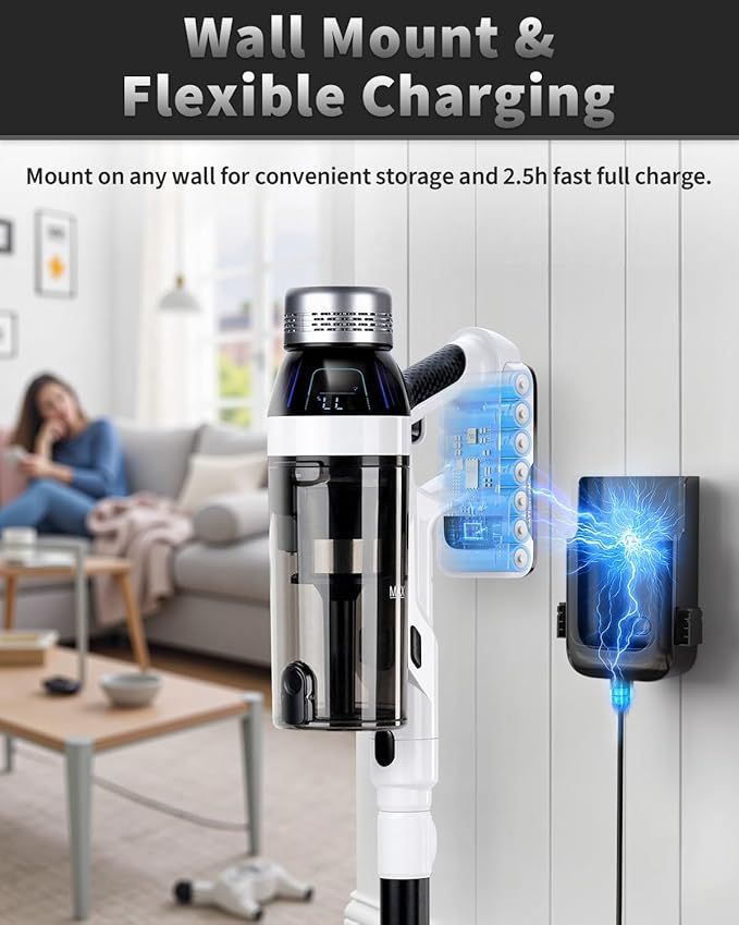 NuYupo Cordless Vacuum Cleaner, 2 Batteries 110 Mins Runtime Vacuum Cleaners for Home, 550W 45KPA 15-in-1 Stick Vacuum with Charging Dock, Handheld Vacuum Cordless for Pet Hair Carpet Hardwood Floor