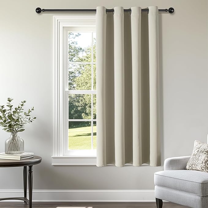 ChrisDowa Grommet Blackout Curtains for Bedroom - Thermal Insulated Room Darkening Curtains for Living Room (1 Panel Set, Beige,52W x 54L)