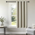 ChrisDowa Grommet Blackout Curtains for Bedroom - Thermal Insulated Room Darkening Curtains for Living Room (1 Panel Set, Beige,52W x 54L)