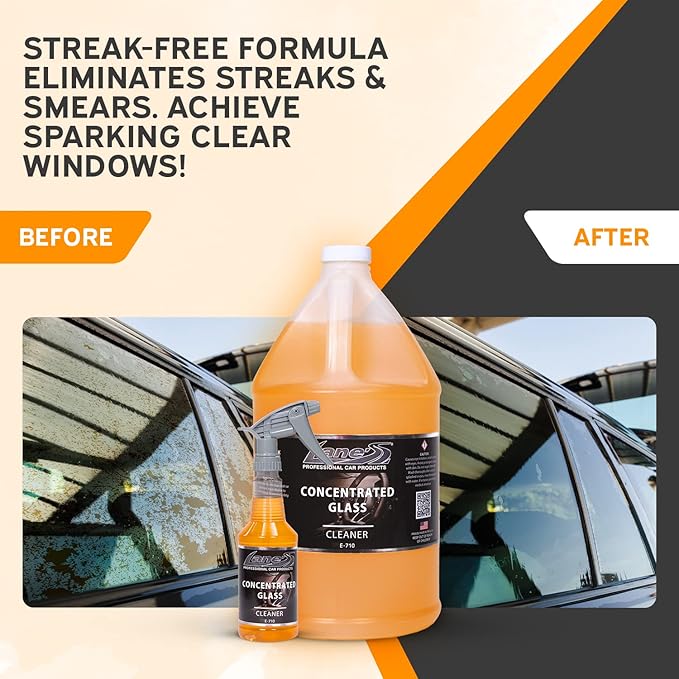 LANE'S Concentrated Auto Glass Cleaner | Tint-Safe Car Windshield, Window Cleaner | Removes Automotive Smoke Film, Fingerprints, & Smudges | Streak-Free, Safe for All Glasses | 32oz