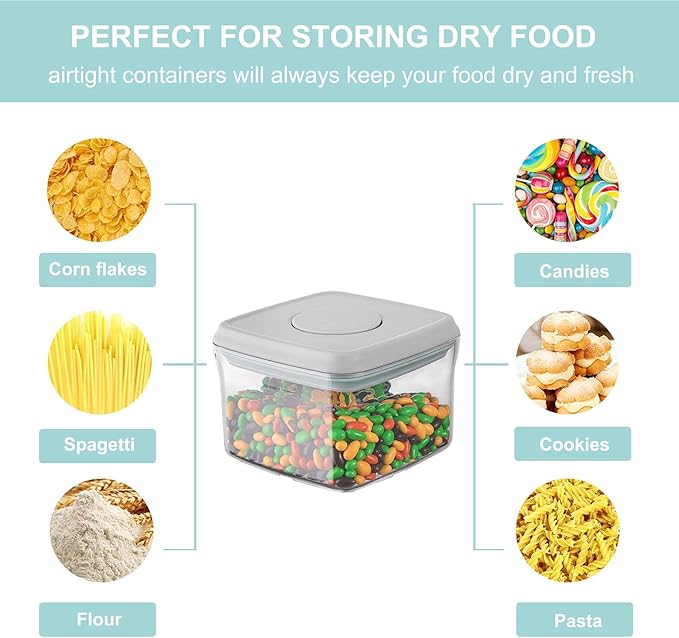 Cozey Daily Airtight Food Storage Container Pop Containers With Lids, Bpa Free for Spaghetti Cereal Flour Rice Kitchen Organizer (square 320ml / 0.32qt)