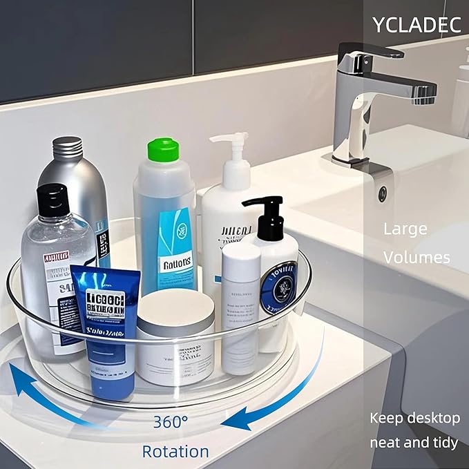 YCLADEC 3 Pack Lazy Susan 11.5" Inch Turntable Organizer for Cabinet Pantry Organizers and Storage Organization Spinning Spice Rack Bins Rotating Condiment for Countertop Kitchen Sink