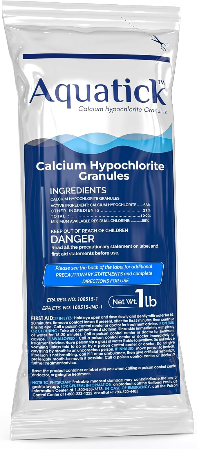 Pro-Grade Chlorine Pool Shock, 68% Cal-Hypo Granular Sanitizer, Prevents Bacteria & Algae, Restores Crystal Clear Water - Shock Treatment, Swimming Pool Chemical - 1lb