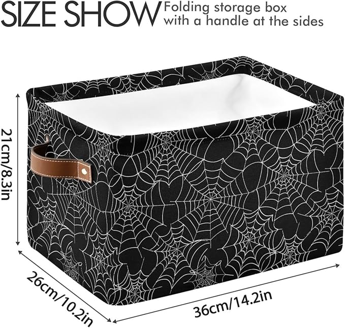 ALAZA Spider Web Black Halloween Foldable Storage Box Storage Basket Organizer Bins with Handles for Shelf Closet Living Room Bedroom Home Office 2 Pack