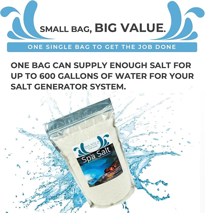 Dive Rite in Hot Tub Salt and Spa Salt for All Salt Water Systems Including Hotspring, Jacuzzi, Caldera, and Chloromatic - 8 Pounds