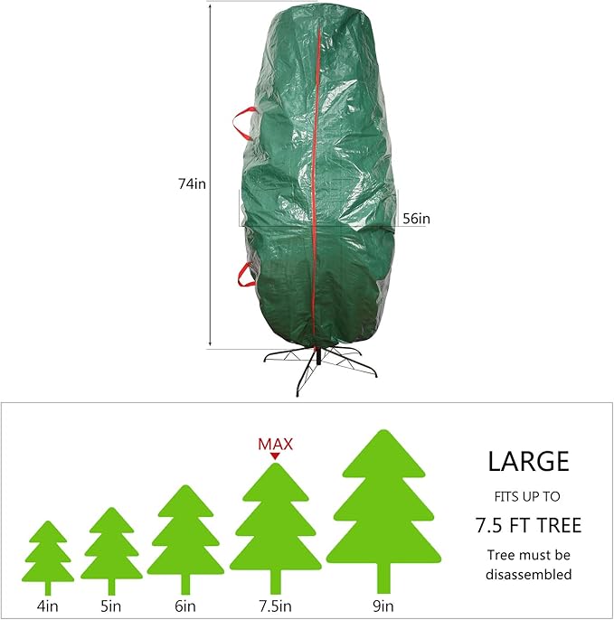 Sattiyrch Upright Christmas Tree Storage Bag – Tear Proof Material for Extra Durability – Holds up to 7.5 Foot Assembled Trees