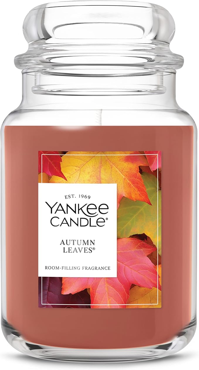 Yankee Candle Autumn Leaves, Holiday Scented Candle, 22oz Large Jar, Up to 150 Hour Burn Time, Giftable