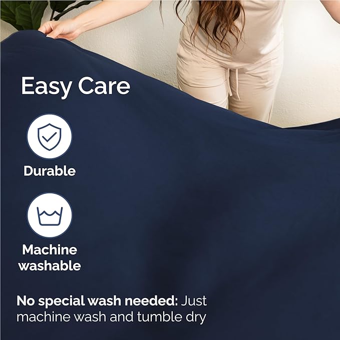 Full 6 Piece Sheet Set - Comfy Breathable & Cooling - Ultra-Soft Hotel Luxury Bedding Set with 8-16 Inch Deep Pockets - 1 Flat & 1 Fitted Sheet & 4 Pillowcases - Wrinkle Free & Easy Care - Navy Blue