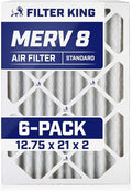 Filter King 12.75x21x2 Air Filter | 6-PACK | MERV 8 HVAC Pleated A/C Furnace Filters | MADE IN USA | Actual Size: 12.75 x 21 x 1.75"