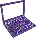 Jewelry Tray Organizer Box 40 Grid Jewelry Display Organizer Box with Transparent Lid Rings Earrings Necklaces Pendants Display Box Suitable for Women and Girls (40 Grid, Purple)