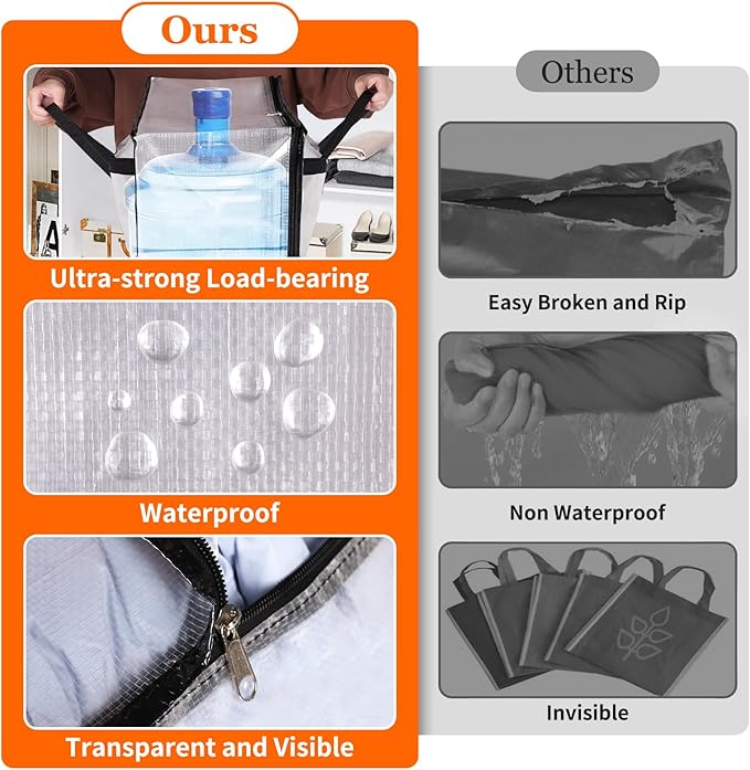 4 Pack Clear Storage Bags for Comforter, Clothes & Bedding, Plastic Blanket Storage with Zipper and Handle, Moving Bags, Closet Organizer and Under-Bed Storage (40L)