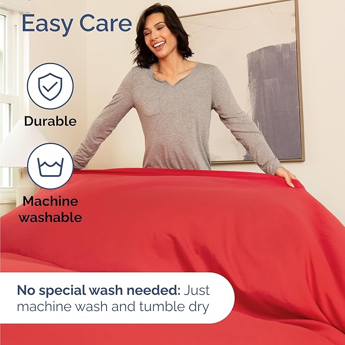 Twin 4 Piece Sheet Set - Comfy Breathable & Cooling - Ultra Soft Hotel Luxury Bedding Set with 8-16 Inch Deep Pockets - 1 Flat & 1 Fitted Sheet & 2 Pillowcases - Cozy, Wrinkle Free & Easy Care - Red
