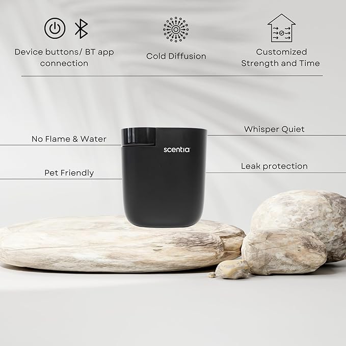 Smart Plug-in Scent Diffuser with App Control | Waterless Cold Air Diffuser | Hotel-Inspired Scent Included | 600 Sq. Ft. Coverage | Thanksgiving & Housewarming Gift | Black