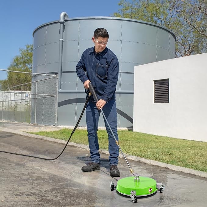Wexo Palindrog 16" Pressure Washer Surface Cleaner with 4 Wheels, Coated Green Stainless Steel Power Washer Surface Cleaner for Driveway Sidewalk Patio, 1/4" Quick Connector 2 Extension Wand, 4000 PSI