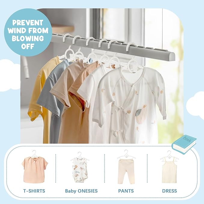 50 Pack Kids Hangers for Nursery Closet, Adjustable Non-Slip Toddler Baby Hangers with Windproof Buckle, 11-14" Infant Child Plastic Clothes Pant Hanger for Boys Girls Newborn Adult, White
