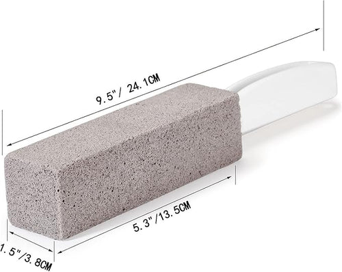 2 Pack Pumice Stone for Bowl Cleaning with Handle, Scouring Stick Removes Hard Water Rings, Calcium Buildup and Rust for Cleaning Toilet, Bathroom, Kitchen Sink, Grill (Gray)