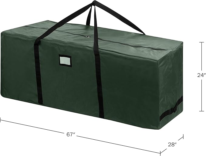 Rolling Christmas Tree Storage Bag- For 12 FT Artificial Trees-Green Canvas Duffel with Wheels-Protects Holiday Decorations & Inflatables by Elf Stor