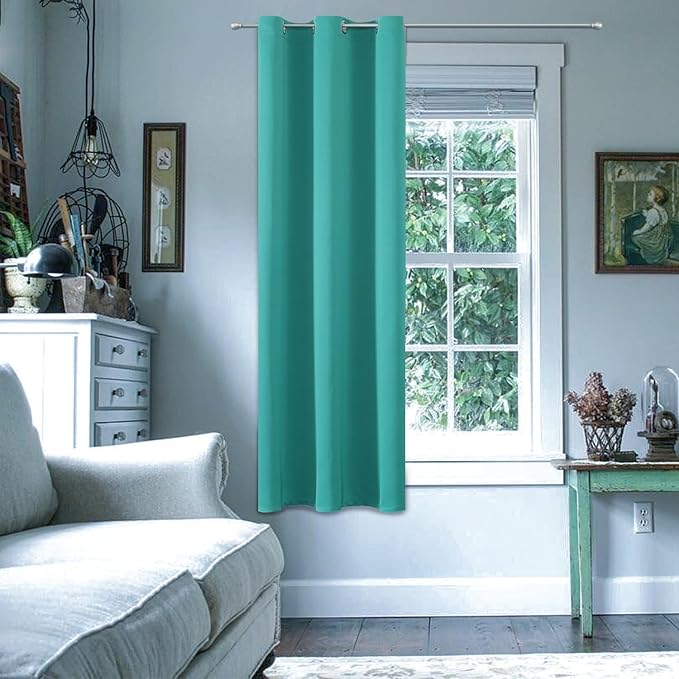 ChrisDowa Blackout Curtains 54 Inches Long for Living Room, Grommet Thermal Insulated Room Darkening Curtains for Bedroom (1 Panel Set, Teal, 38W x 54L)