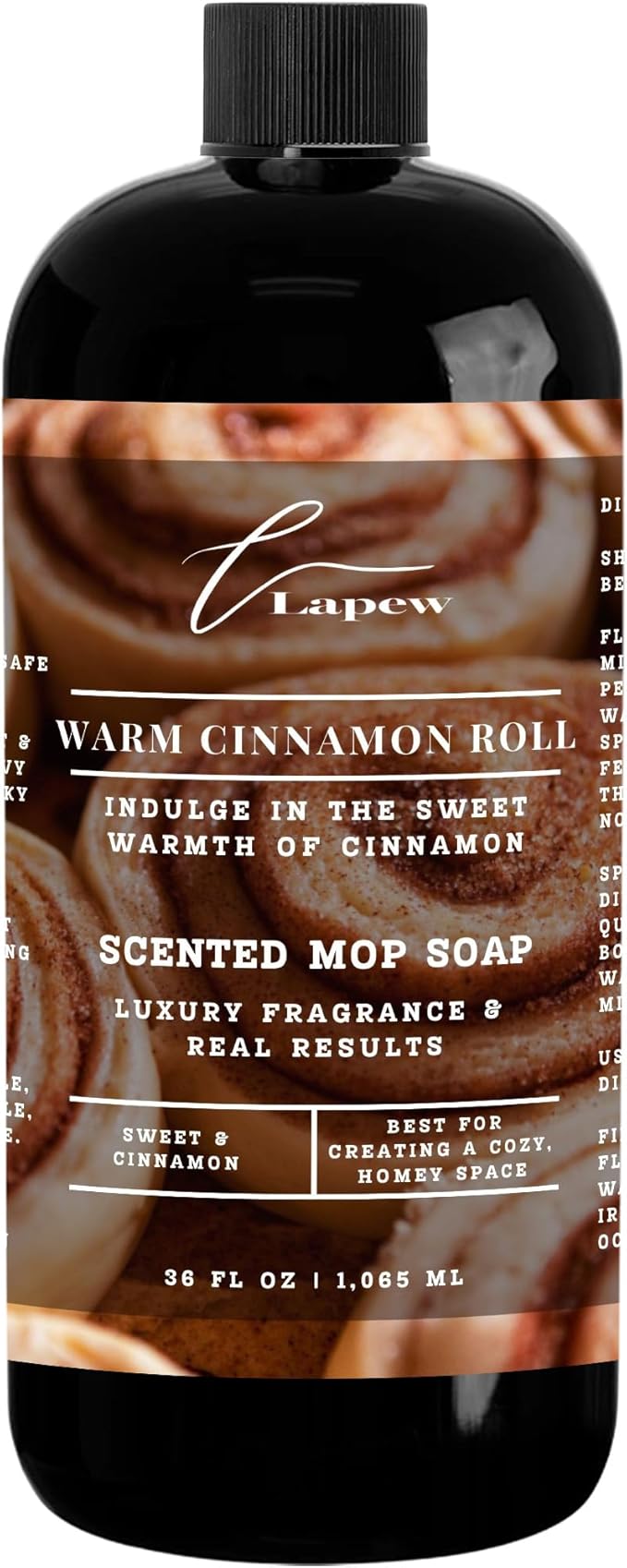 Lapew Warm Cinnamon Roll Scented Mop Soap Concentrate 36 oz | Premium Fragranced Floor Cleaner | Streak-Free | Hard Floor Cleaning Solution | Eco Friendly | Made in USA