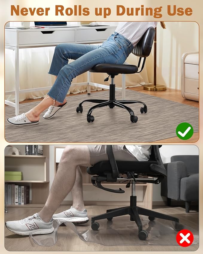 Blvornl Office Chair Mat for Hardwood Floor, 50"*63" Desk Computer Chair Mat for Hard Wood, Large Anti-Slip Hard Floor Protector for Rolling Chair, PVC Desk Rug for Office Dark Brown