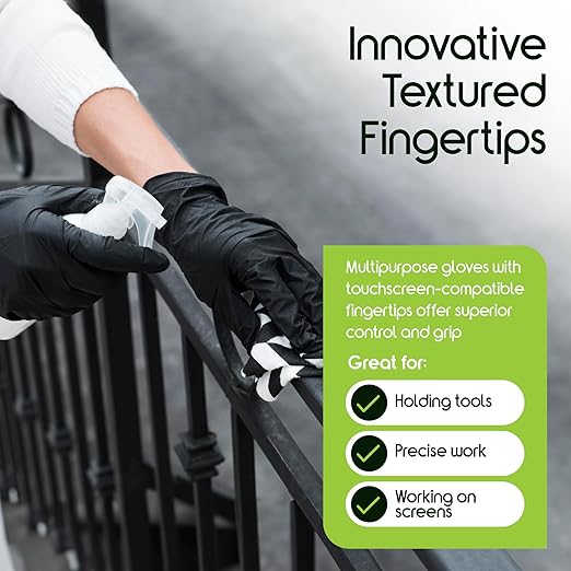 Inspire Case of 1000 Nitrile Gloves | THE ORIGINAL Quality Black Disposable Glove Latex Free | 4.5 Medical Cooking Cleaning Mechanic (Black Size Medium)