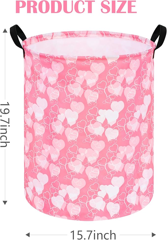 Round Valentine Gift Laundry Hamper Storage Basket Laundry Organizer Hamper Storage Bins Clothes Box Nursery Hamper Gift Basket with Handles