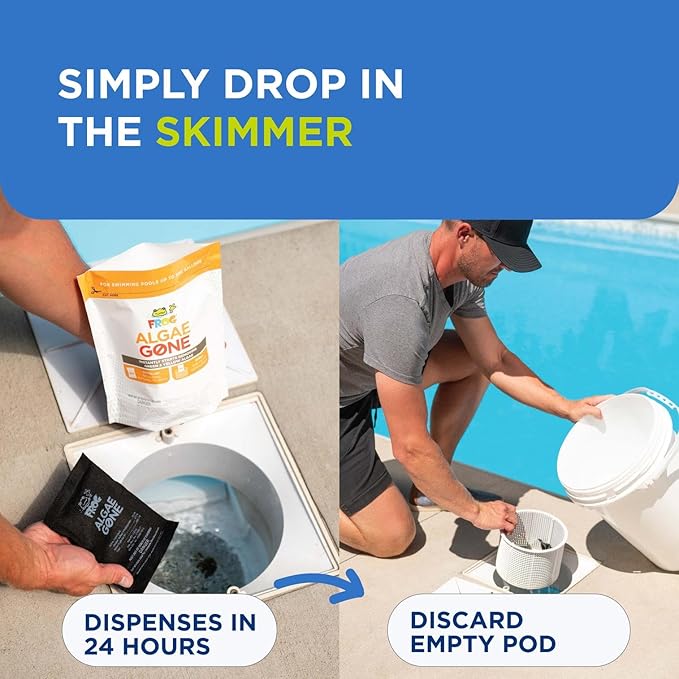 FROG Algae Gone - Dry Formula Algaecide Removes Green and Yellow Algae for Pools up to 20,000 Gallons - Pool Maintenance & Treatment - 2 Pods