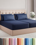 Split King 7 Piece Sheet Set - Comfy Breathable & Cooling - Soft Hotel Luxury Bedding Set with 8-16 Inch Deep Pockets - 1 Flat & 2 Fitted Sheet & 4 Pillowcases - Wrinkle Free & Easy Care - Navy Blue