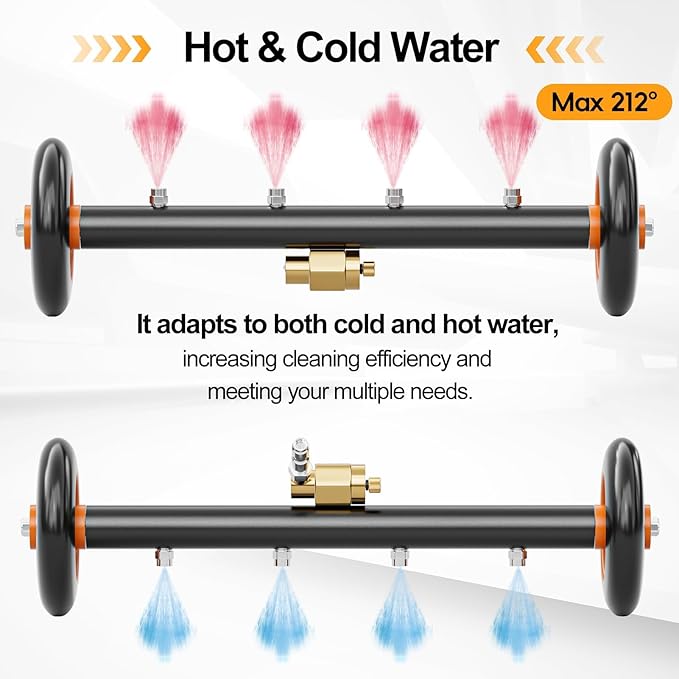 SPECILITE 16 Inch Undercarriage Pressure Washer Attachment for Cold & Hot Water Max 212℉, Power Washer Water Broom with 3 Extension Wands, Dual-Function Under Car Cleaner with 4 Nozzles, 4000 PSI