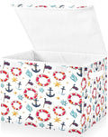 Bolaz Storage Bins with Lids and Handles,Flag Coral Starfish Anchor Life Buoy Pattern Storage Box Basket with Cover Collapsible Organizer Containers for Home Closet, Shelves