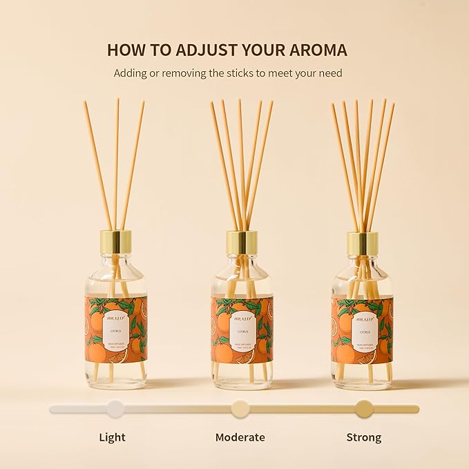 Airkeep Reed Diffuser Oil Set with Reed Sticks,Rose Aromatherapy Oil Scent Diffuser for Home Office Bathroom Decoration Perfume and Gifts 3.38oz/100ml