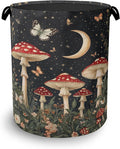 Mushroom Forest Plant Laundry Hamper,Butterfly Moon Dirty Clothes Laundry Basket with Handles Waterproof Oxford Cloth Storage Basket for College Dorms Bathroom Bedroom 16" x 20.8"