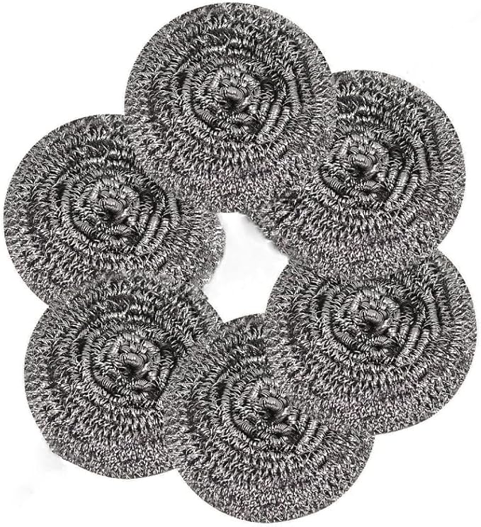 Aikcks 6-Piece Stainless Steel Sponge Scrubber - A Flexible Stainless Steel Velvet Scrubber for Cleaning Tableware, Kitchens, bathrooms, POTS, Pans, Grills and Sinks