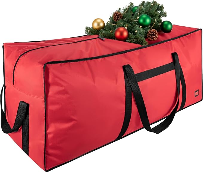 4.5 ft Christmas Tree Storage Bag, Heavy Duty Christmas Tree Bag with Reinforced Handles and Dual Zippers Wide Opening, Large Capacity fits for Artificial Christmas Tree (Red, 4.5 ft)