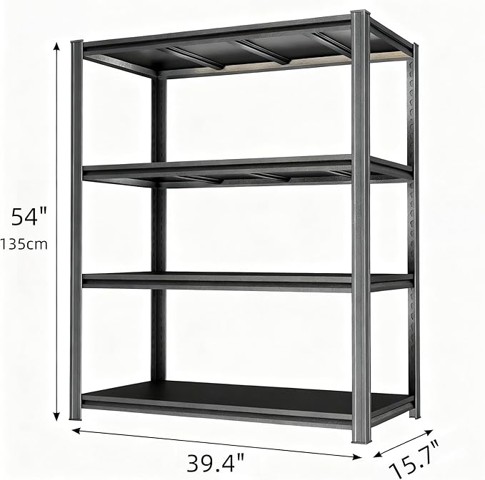 Notmise Kitchen Baker’s Rack, 4-Tier Metal Rack with Solid Shelves, Microwave Stand Storage Organizer for Kitchen or Dining Room – 39.4” W x 15.7” D x 54.3” H