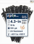 ZipTie.com 4.3-Inch Black Zip Ties With Screw Hole - 18-lb Tensile Strength Cord Management & Secure Mounting - Indoor & Outdoor Multi-Purpose Tie Wraps (100-Pack)