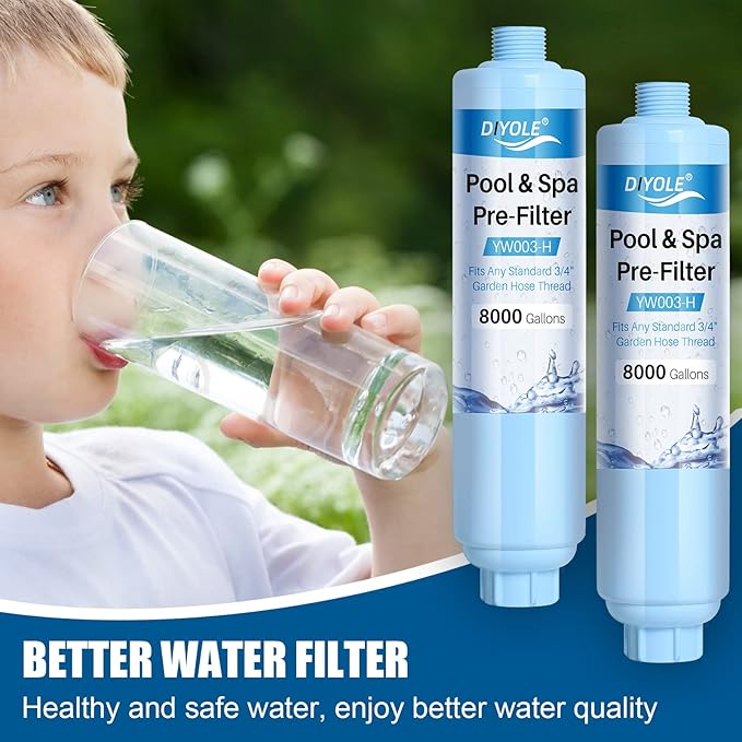 Garden Hose Filter for Filling Hot Tub/Pool/Spa, Greatly Reduces Sediment, Chlorine, Heavy Metals and Odors, Standard 3/4" Garden Hose Thread, Up to 8,000 Gallons(2 Pack)