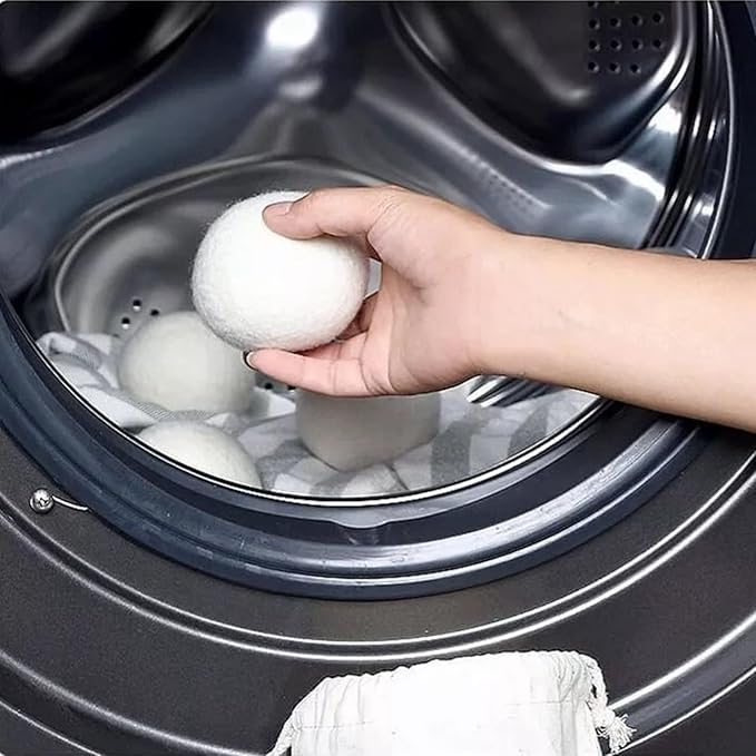 Wool Laundry Balls, 6PCS Hand Laundry Dryer Balls 6cm/2.4in Reusable Fabric Softener Wool Dryer Clothes Washing Auxiliary Parts for Speeding Up Dry Time