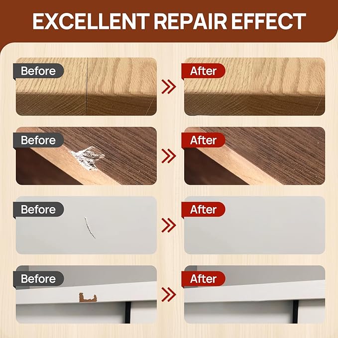 Boncart Wood Furniture Repair Kit, Wood Touch up Fillers, Repair Scratches, Cracks, Paint Chips, and Nail Holes on Furniture, Floors, Doors, Cabinets, and Tables (5 Light Colors)