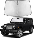 EcoNour Windshield Sun Shade for Jeep Wrangler 1997–2017 | Front Window Sunshade | Foldable Car Sun Protector | Blocks UV Rays & Keeps Interior Cooler