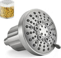 BRIGHT SHOWERS Filtered Shower Head, High Pressure Fixed Showerhead for Hard Water, Dual-Media Filter Removes Chlorine & Impurities, 8 Spray Modes, Brushed Nickel