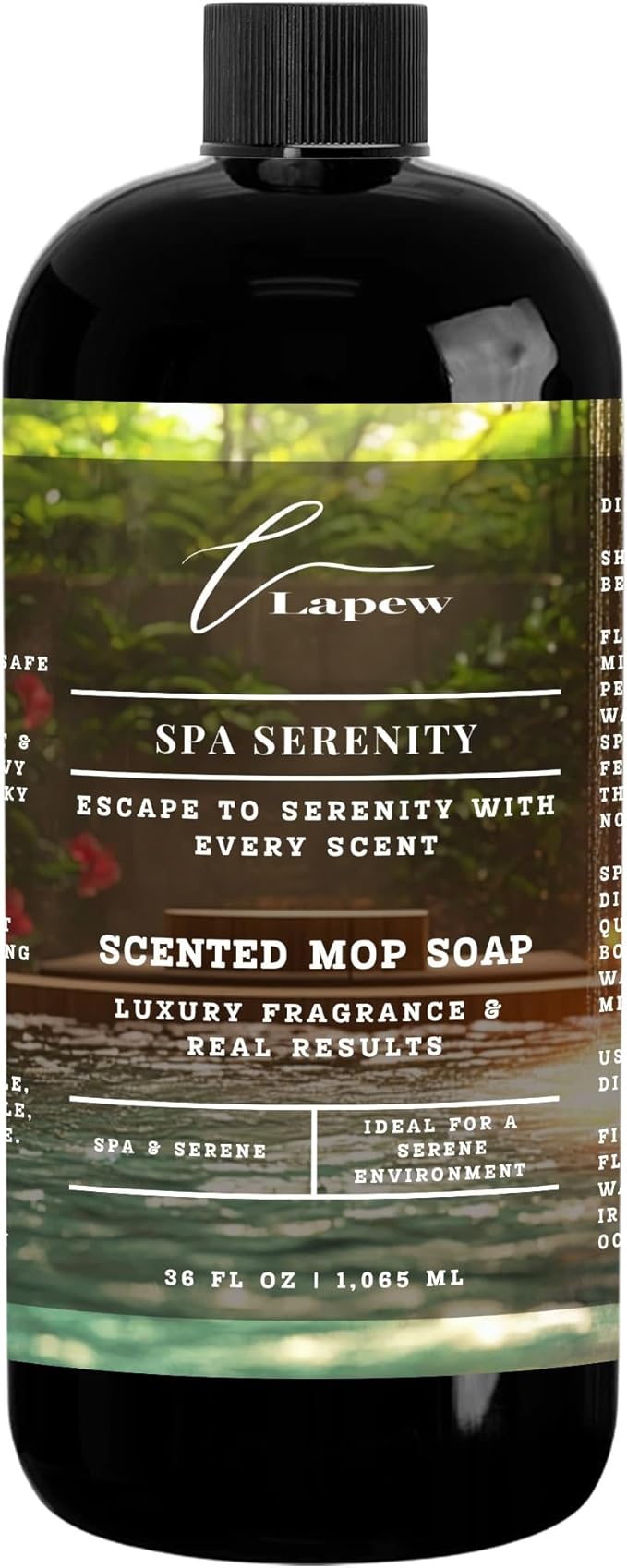Lapew Spa Serenity Scented Mop Soap Concentrate 36 oz | Premium Fragranced Floor Cleaner | Streak-Free | Hard Floor Cleaning Solution | Eco Friendly | Made in USA