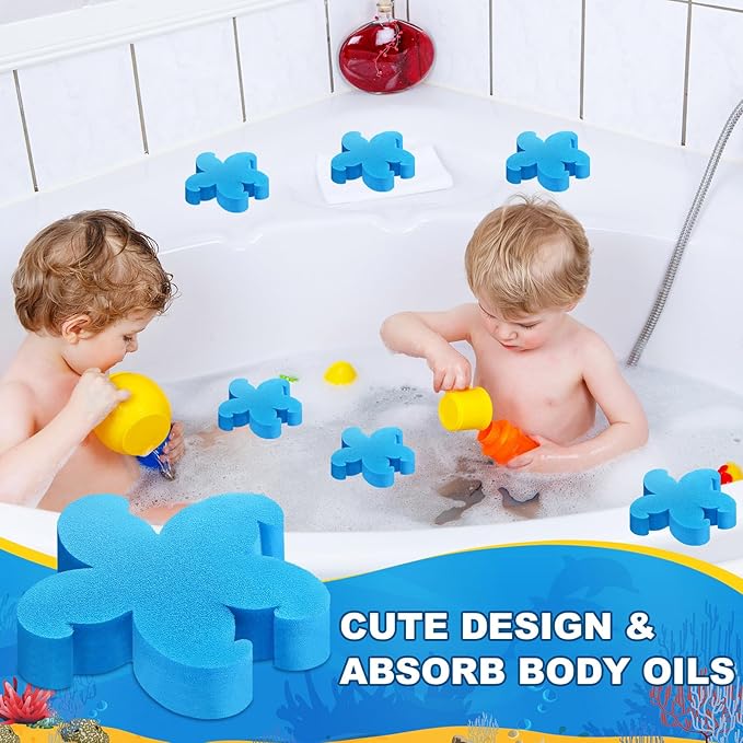 Patelai 40 Pcs Hot Tub Sponge Spa Cleaning Sponges for Hot Tub Oil Absorbing Cleaning Scum for Spa, Bathtub and Swimming Pool to Soak up Oils Bathtub Accessories(Blue Starfish)