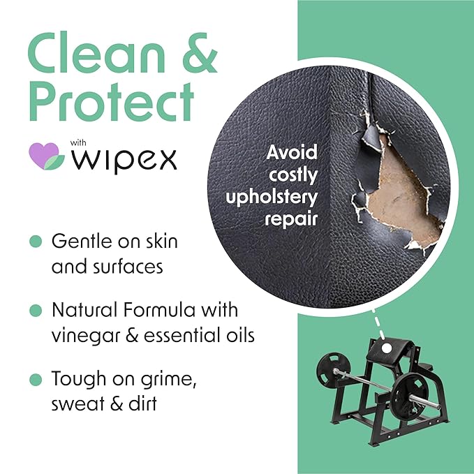 Wipex Gym Wipes for Equipment Cleaning - 700 Large 8"x12" Natural Fitness Wipes Refills for Dispensers - Made with Lemongrass, Eucalyptus Oil & Vinegar, Bulk Surface Multipurpose (1 Pack)
