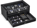ProCase Wooden Watch Box for Men, Wood Watch Display Case Men's Jewelry Organizer Box with Drawer -12 Slot, Black